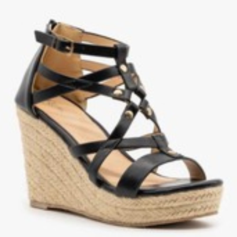 Black, Refresh Brand Wedges with Zipper in Back